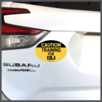 CAUTION Training For 13.1 Runner Decal or Car Magnet